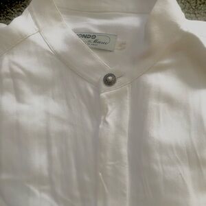 White Button-Front Top with no collar